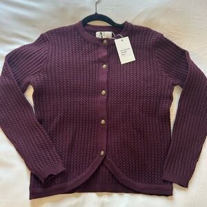 Women's Burgundy Sweater with Gold Buttons